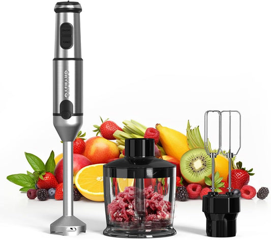 Immersion Blender Handheld GAVASTO Hand Blender,20 Speeds and Turbo Mode Hand Mixer, 3-in-1 Heavy Duty Copper Motor