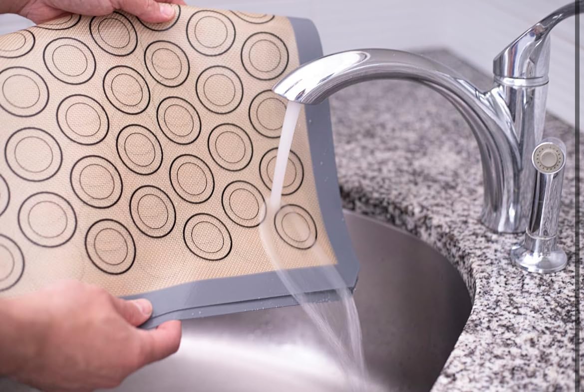 Macaron Baking Mat Silicone Non Stick, Full Sheet Reusable Pack of 10 Gray | Non-Stick Macaron Mat for Perfect Baking, Dishwasher &amp; Oven Safe, For Macarons, Cookies, Bread and More, 16x24” (40x60cm)