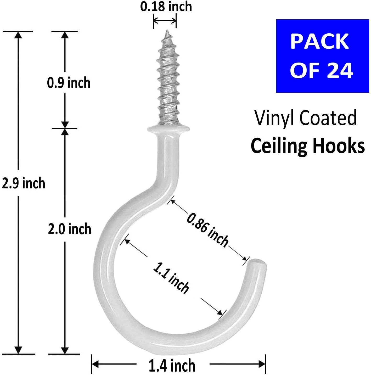 24 Pack Hanger Ceiling Screw Hooks for Hanging Outdoor String Light, Plants