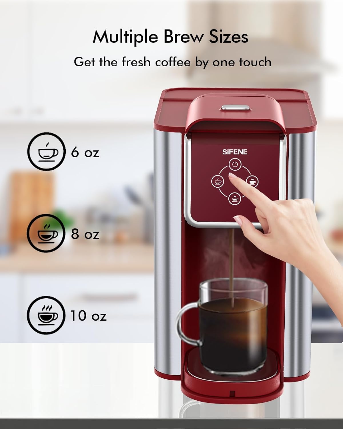 SIFENE 3-in-1 Single Serve Coffee Machine, K-Pod &amp; Tea Brewer, 50 oz, Red