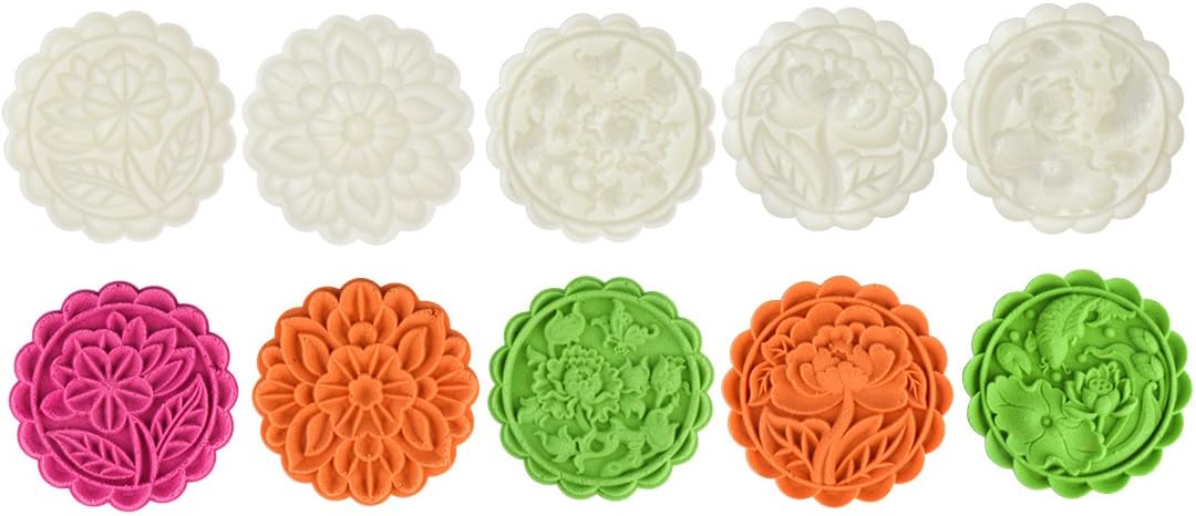 Cookie Stamp Mooncake Mold Set, Cookie Press Maker 180g Shaper | Thickness Adjustable, Bath Bomb Mold, Mid-autumn Festival Moon Cake Mold, DIY Shortbread Hand Cutter, Cake Pie Polvoron Mold