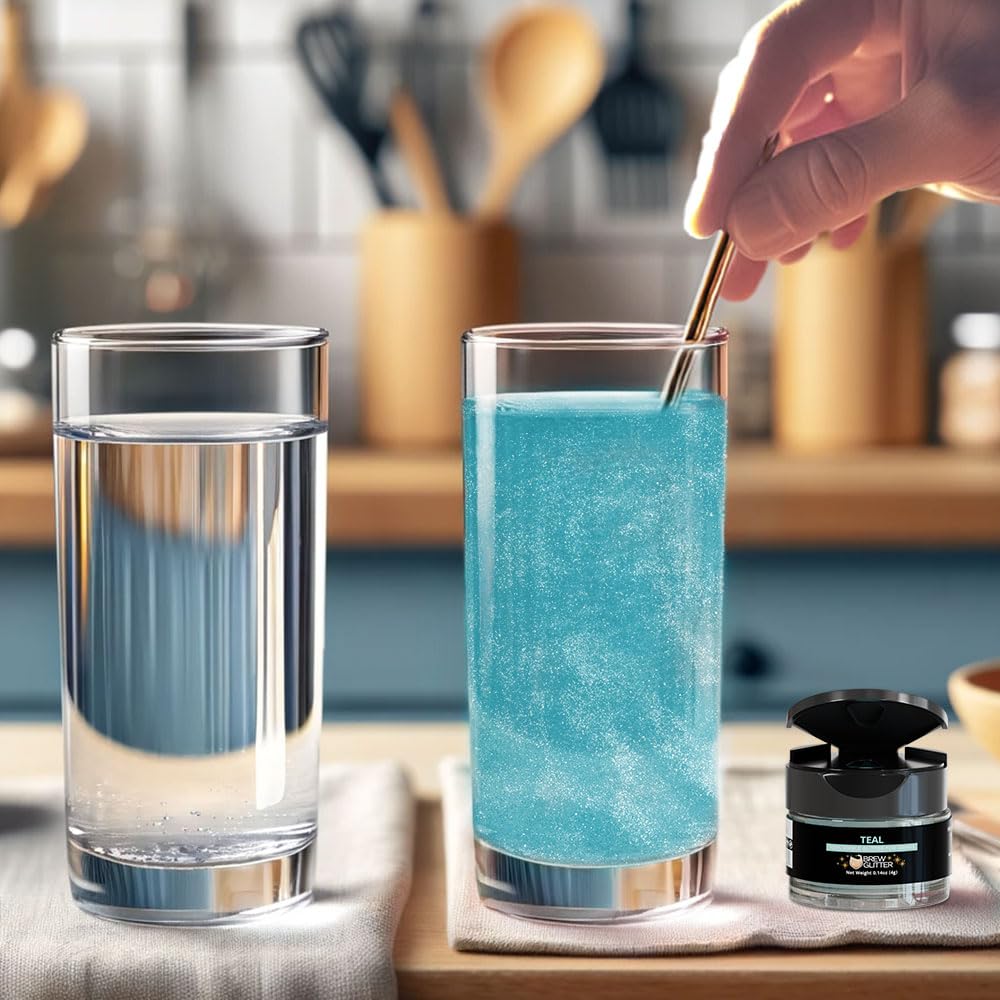 Brew Glitter Edible Drink Glitter Pump 1x 25g for Cocktails, Beer, &amp; Beverages (Teal)