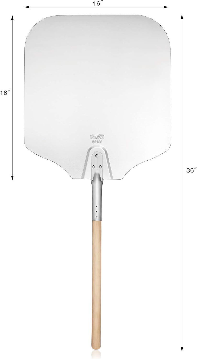 New Star Foodservice 50196 Aluminum Pizza Peel, 16 x 18 inch Blade