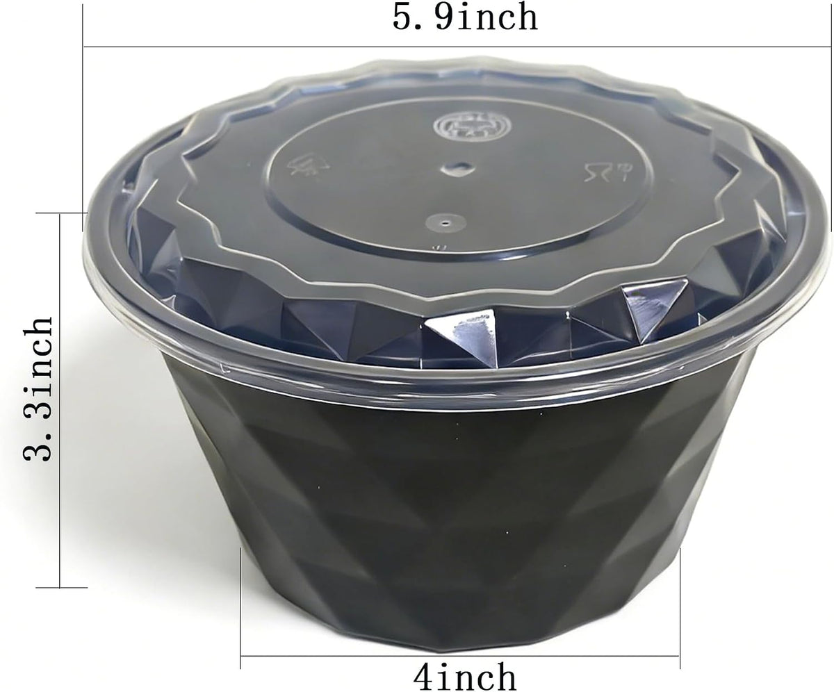 100pc 26 Oz Meal Prep Containers disposable, Plastic Food Take Out Containers With Lid, Take Out Containers Disposable, Reusable food storage containers Round Box，Microwave Freezer Dishwasher Safe