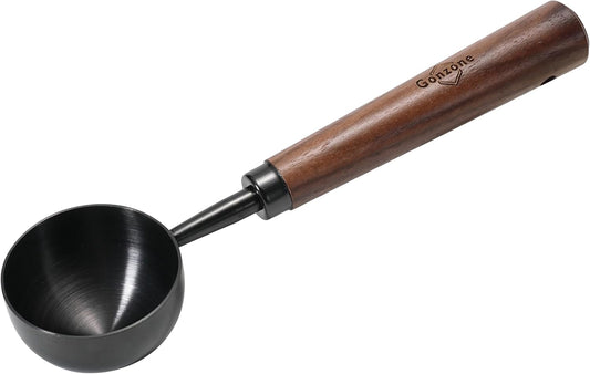 Vintage Coffee Measuring Spoon - 304 Stainless Steel,Coffee Scoop, 10g Capacity, Walnut Handle - Perfect for Coffee, Tea, and More (Gunmetal)