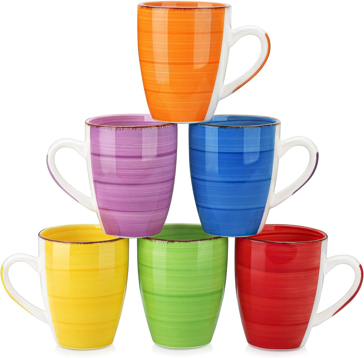 vancasso Bonita 16 Oz Large Coffee Mugs Set of 6, Ceramic Coffee Cups for Cappuccino, Latte, Tea, Cocoa, Warm Color