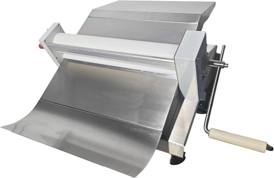 Manual Dough Sheeter Machine 16.5" – Stainless Steel Pastry Roller with Adjustable Thickness for Fondant, Pizza, Croissants