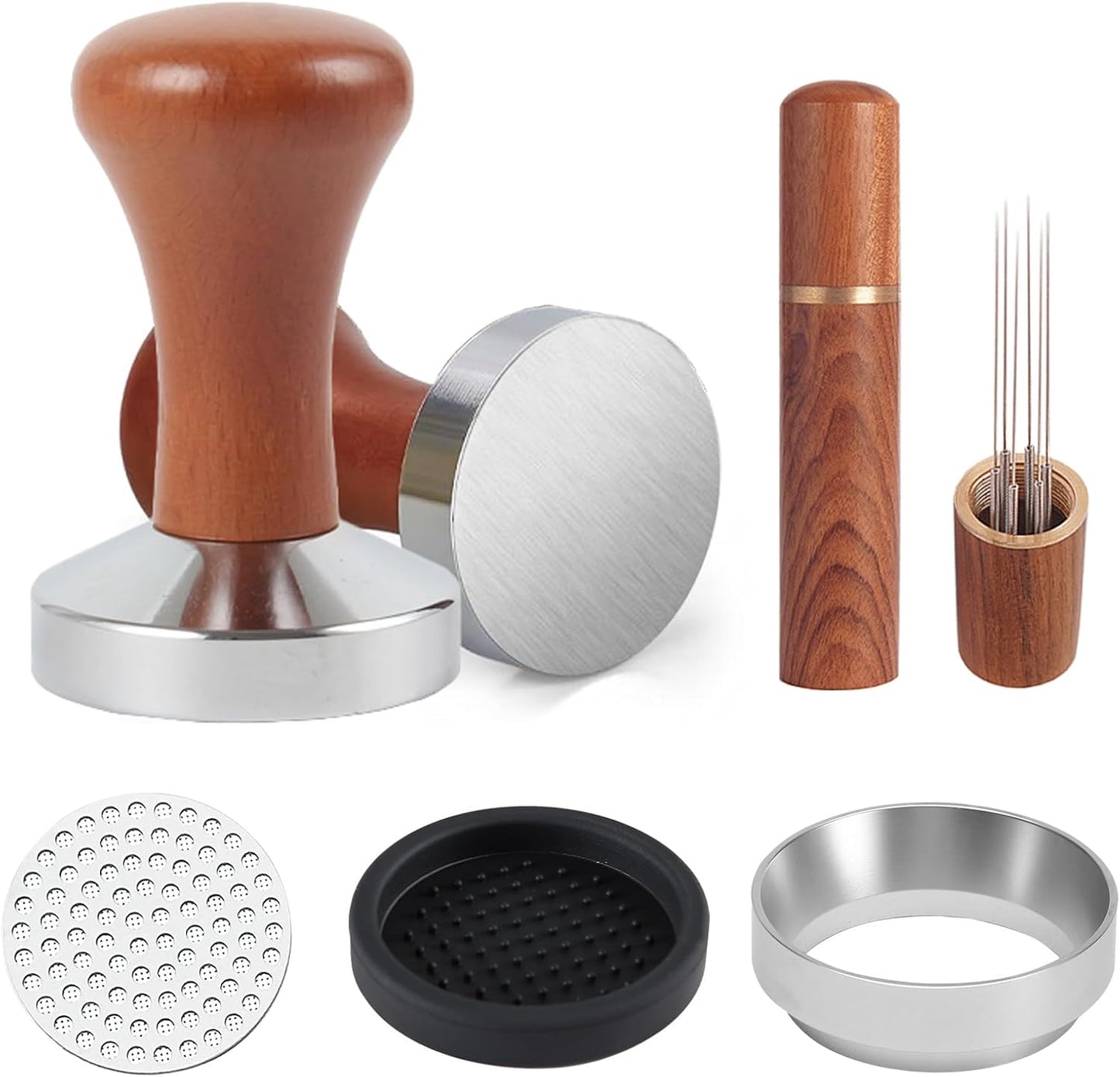 51mm Espresso Accessories Kit,Wdt Tool Espresso,Solid Espresso Tamper,Coffee Puck Screen and Dosing 