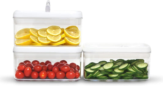 Felli Flip Tite Food Storage Container with Lid 4” RECTANGLE Airtight Ring Flip Lock Top, Stackable Acrylic Canister Set for
