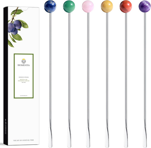 Homestia 6 PCS 8.6 Inch Metal Stir Sticks Coffee Stirrers Reusable Stainless Steel Swizzle Stick Drink Coffee Stirrers for