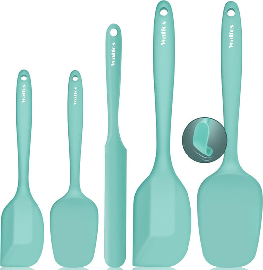 Walfos Silicone Spatula - 600°F High Heat Resistant Kitchen Spoon Spatulas（set of 5), Strong Steel Core and One-Pieces
