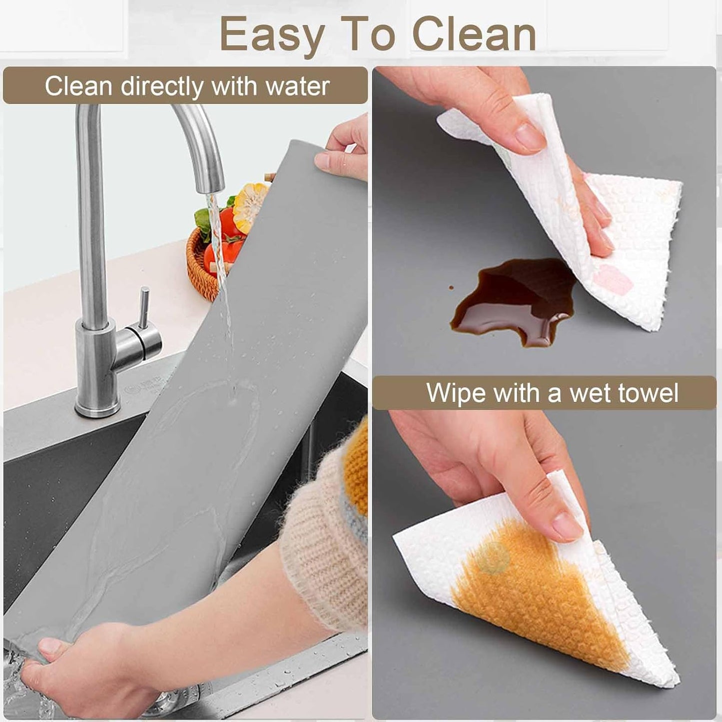 78.7"x23.6"(200cmx60cm) Large Silicone Mats for Countertop, Heat Resistant Mat, Waterproof Nonslip Silicone Kitchen Counter Mat, Nonstick Table Placemat, Multipurpose Mat, Dark Gray