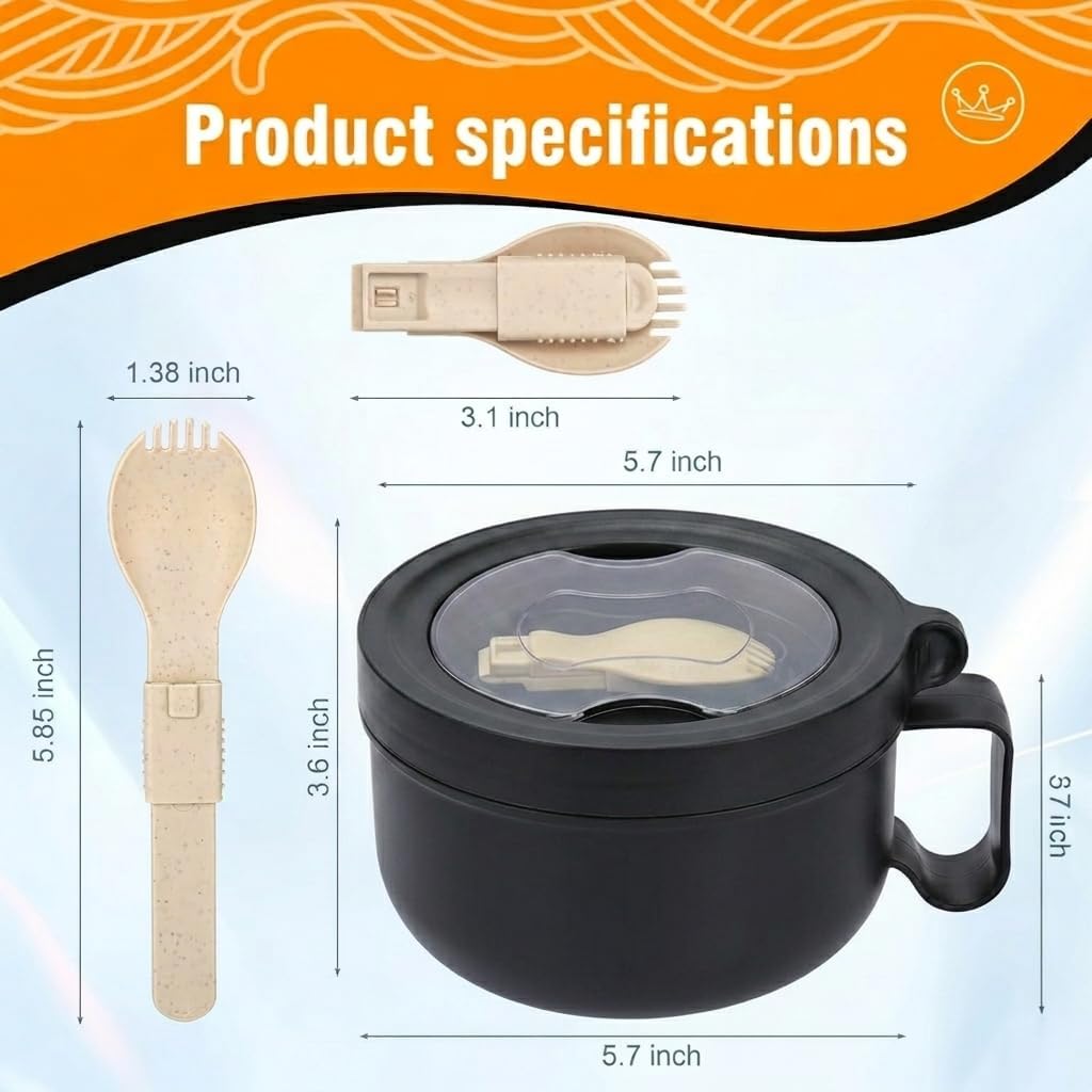 Microwave Bowl with Lids,Ramen Bowl,28oz Microwave Soup Mugs with Handles ,for Soup and Instant Noodles,Oatmeal, Gumbo, Salad, College Dorm Room Essentials for Girls for Boys Apartment Essentials