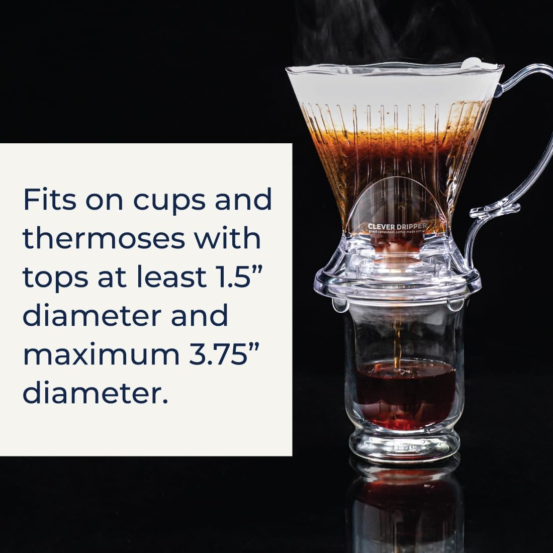 Clever Coffee Dripper and Filters, Large 18 oz, Original Classic Design, Safe BPA Free Plastic, dripper coffee maker, drip coffee maker pour over, 100 filters, coaster and lid, 18 oz (Clear)
