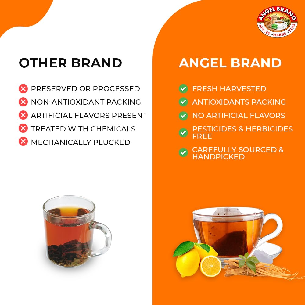 Angel Brand Green Tea with Ginseng Tea Bags 25 – Pack of 3 – Energizing & Antioxidant-Rich Herbal Blend & Ginseng Root - Balanced Flavor & Rich Nutrients With Health Benefits