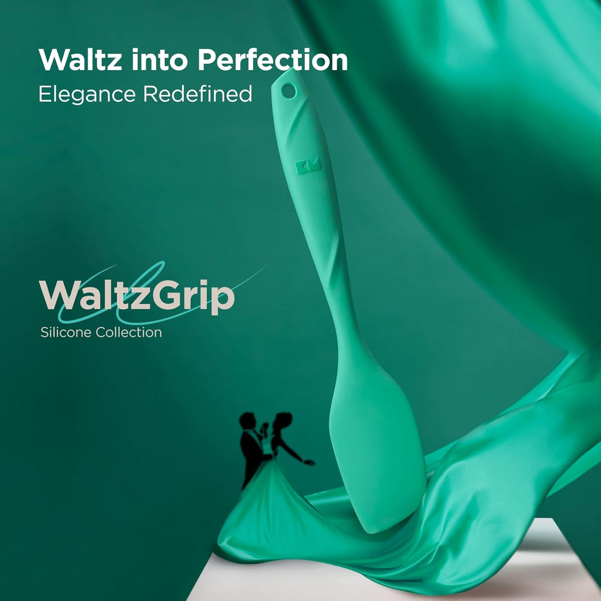 Kitchen Mama WaltzGrip Platinum Silicone Scraping Spatula: Heat Resistant, Seamless, Non Stick for Frying Pan Cookware, Safe, Flexible Bowl Scraper - Ideal for Mixing, Baking, Stirring (Teal)