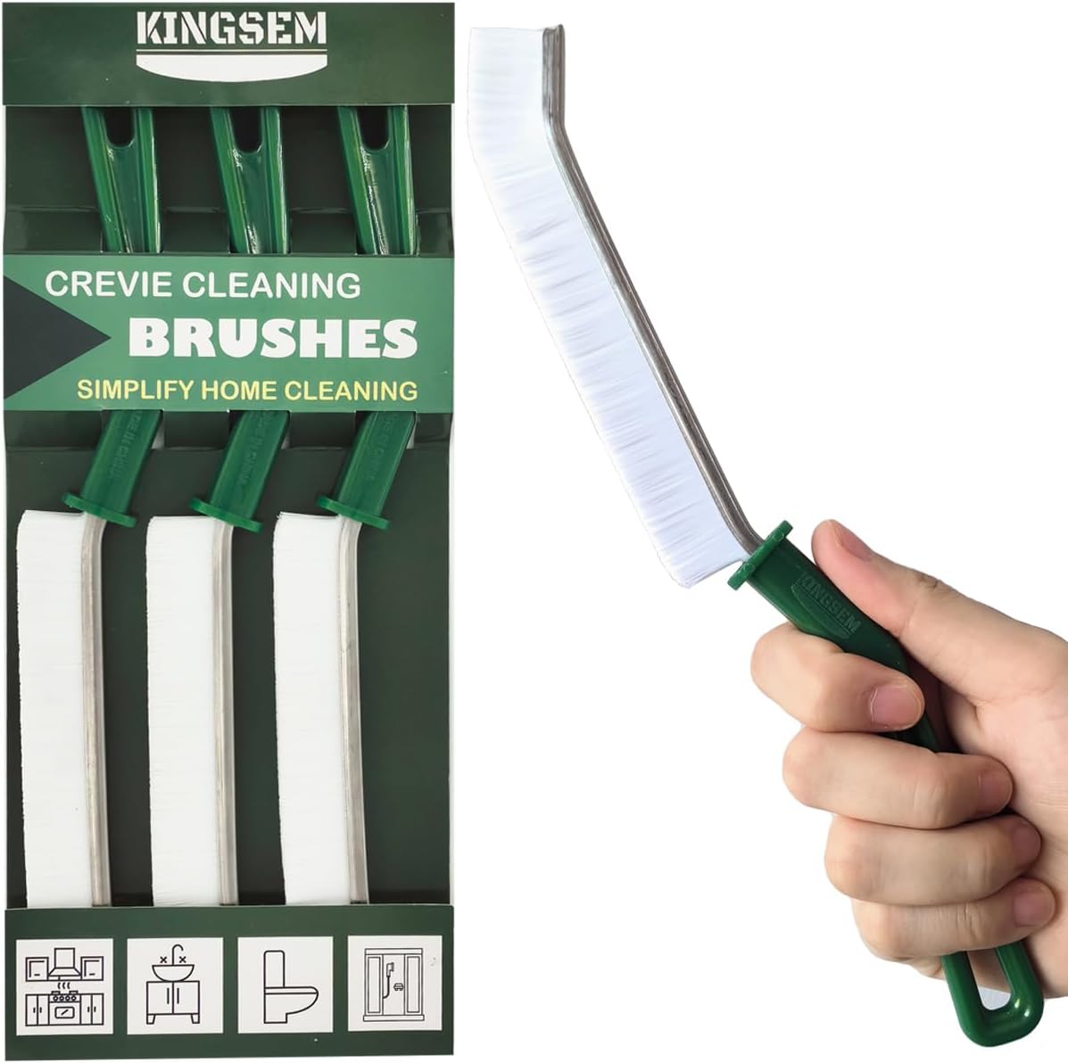 New Crevice Cleaning Brush, Hard-Bristled Washing Brush, Corner Edge Cleaning Brush, Multifunctional Gap Brushes for Kitchen countertop Surfaces, Windows Groove, Tiles &amp; Faucets - 3PCS