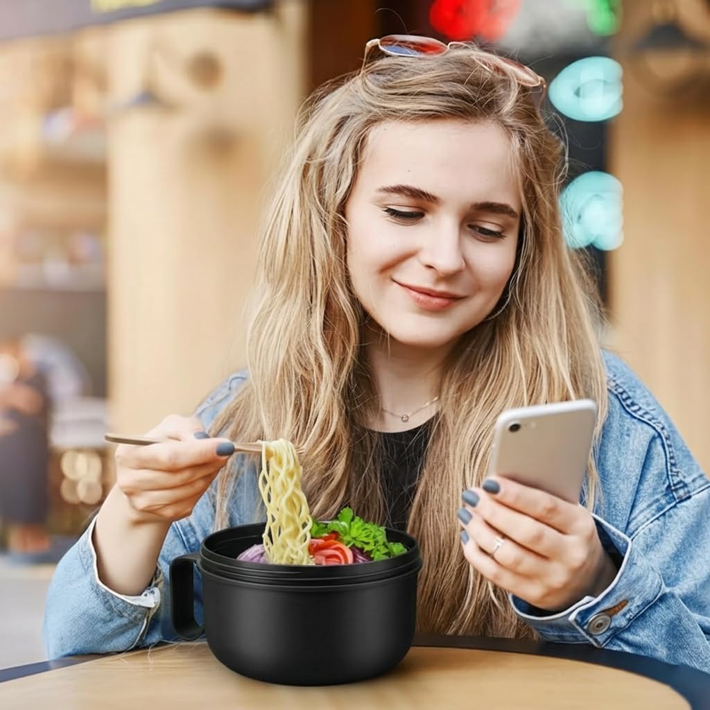 Microwave Bowl with Lids,Ramen Bowl,28oz Microwave Soup Mugs with Handles ,for Soup and Instant Noodles,Oatmeal, Gumbo, Salad, College Dorm Room Essentials for Girls for Boys Apartment Essentials