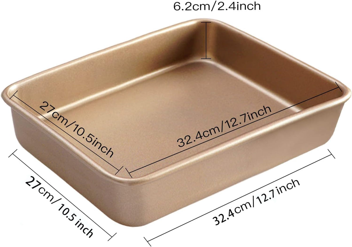 2 Pack Baking Sheet Pans, Deep Size Baking Pan Nonstick Cookie Sheet Brownie Cake Pan Bread Pan Toaster Oven Tray Bakeware, 12.7x10.6x2.4 Inches, Easy Clean &amp; Food Safe (12.7 x 10.6 x 2.4)