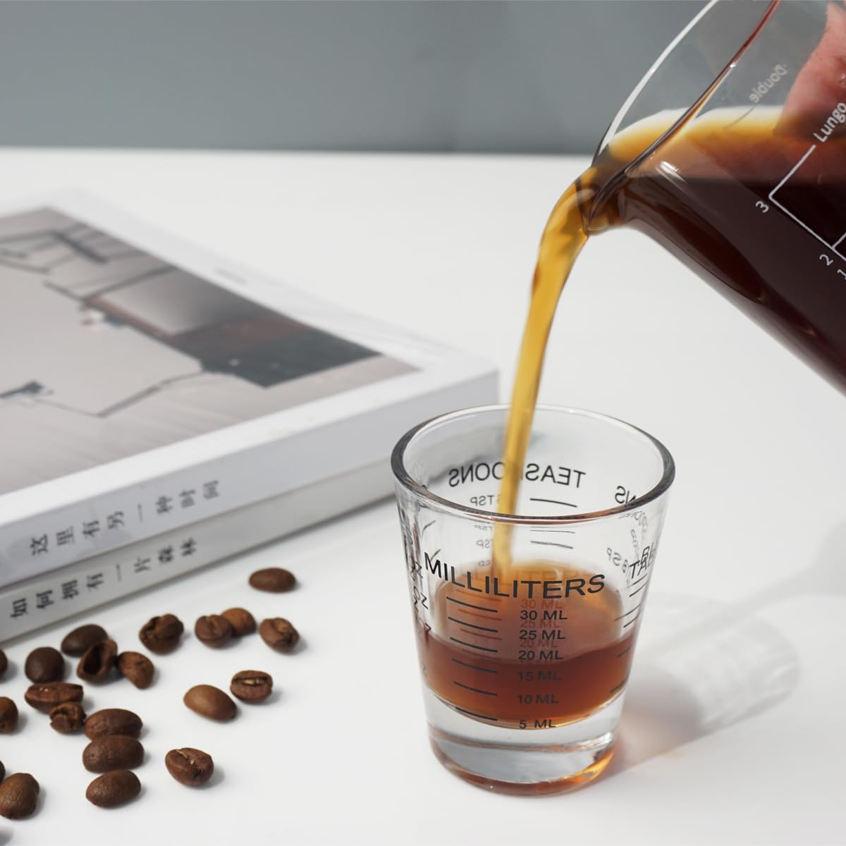 Shot Glasses Measuring cup Liquid Heavy Wine Glass Espresso Shot Glass 26-Incremental Measurement 1oz, 6 Tsp, 2 Tbs, 30ml (2 pack-black 30ml)