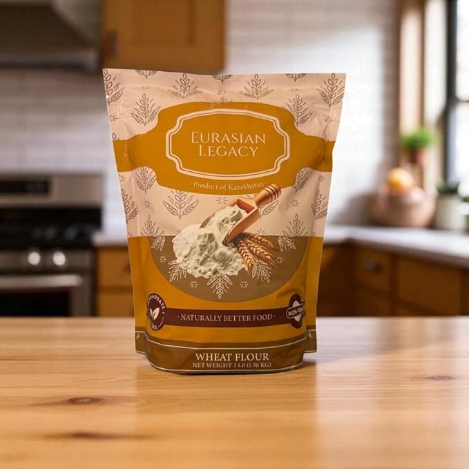 Eurasian Legacy Non-GMO, Unbleached, Glyphosate-Free, High-Protein Wheat Flour, Perfect for Bread & Baking, 3 lb