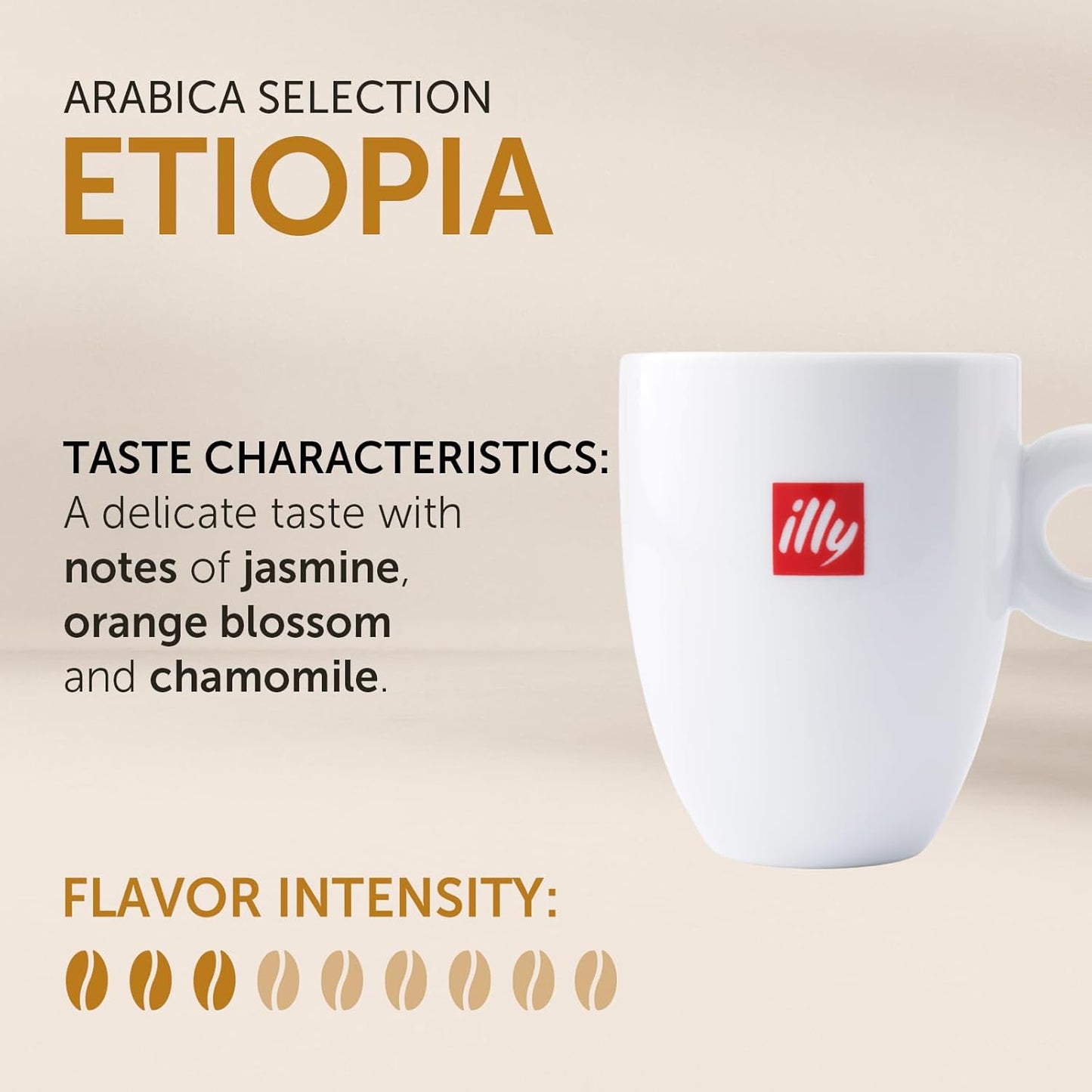 illy Arabica Selections Ethiopia Whole Bean Coffee, 100% Arabica Bean Single Origin Coffee, Light Roast with Notes of Jasmine, All-Natural, No Preservatives, 8.8 Ounce Can (Pack of 1)