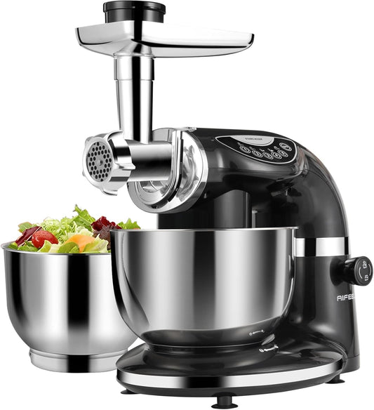 Aifeel Stand Mixer, 8.5QT+ 6QT Two Stainless Steel Bowls Electric Food Mixer, 7 in 1 Multifunctional Kitchen Mixer with