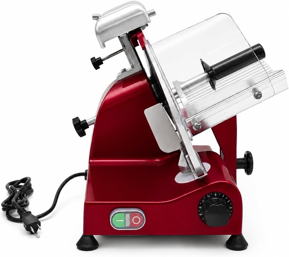 MS-10XT Premium 320W Electric Meat Slicer 10-Inch Stainless Steel Blade w/Non-sticky Teflon, Frozen Meat/Deli/Cheese/Food Slicer Low Noises Commercial and Home Use [ ETL, NSF Certified ]