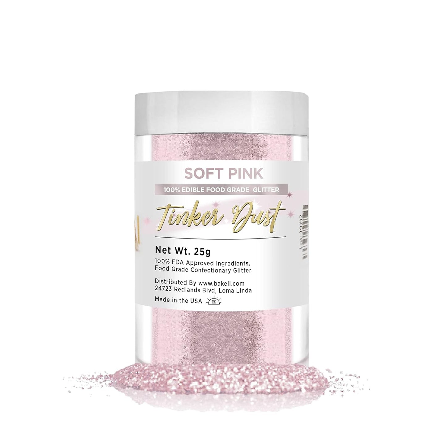 BAKELL Soft Pink Edible Glitter, 25 Grams | TINKER DUST Edible Glitter | KOSHER Certified | 100% Edi