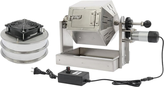 3.8L Drum Coffee Roaster Stainless Steel w/Cooler &amp; Thermometer, Silver