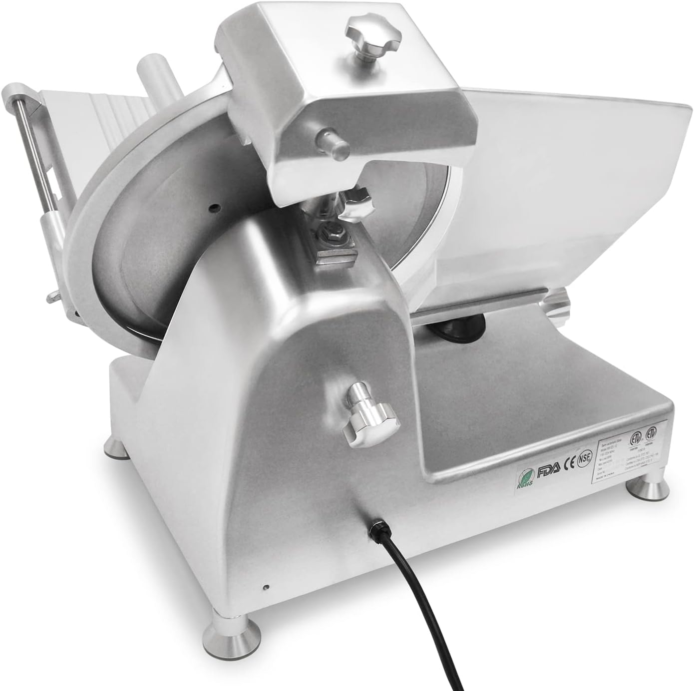 KWS Metal Collection 420W 12 Inch Commercial Meat Slicer MS-12DS Anodized Aluminum Base with Stainless Steel Blade + Blade