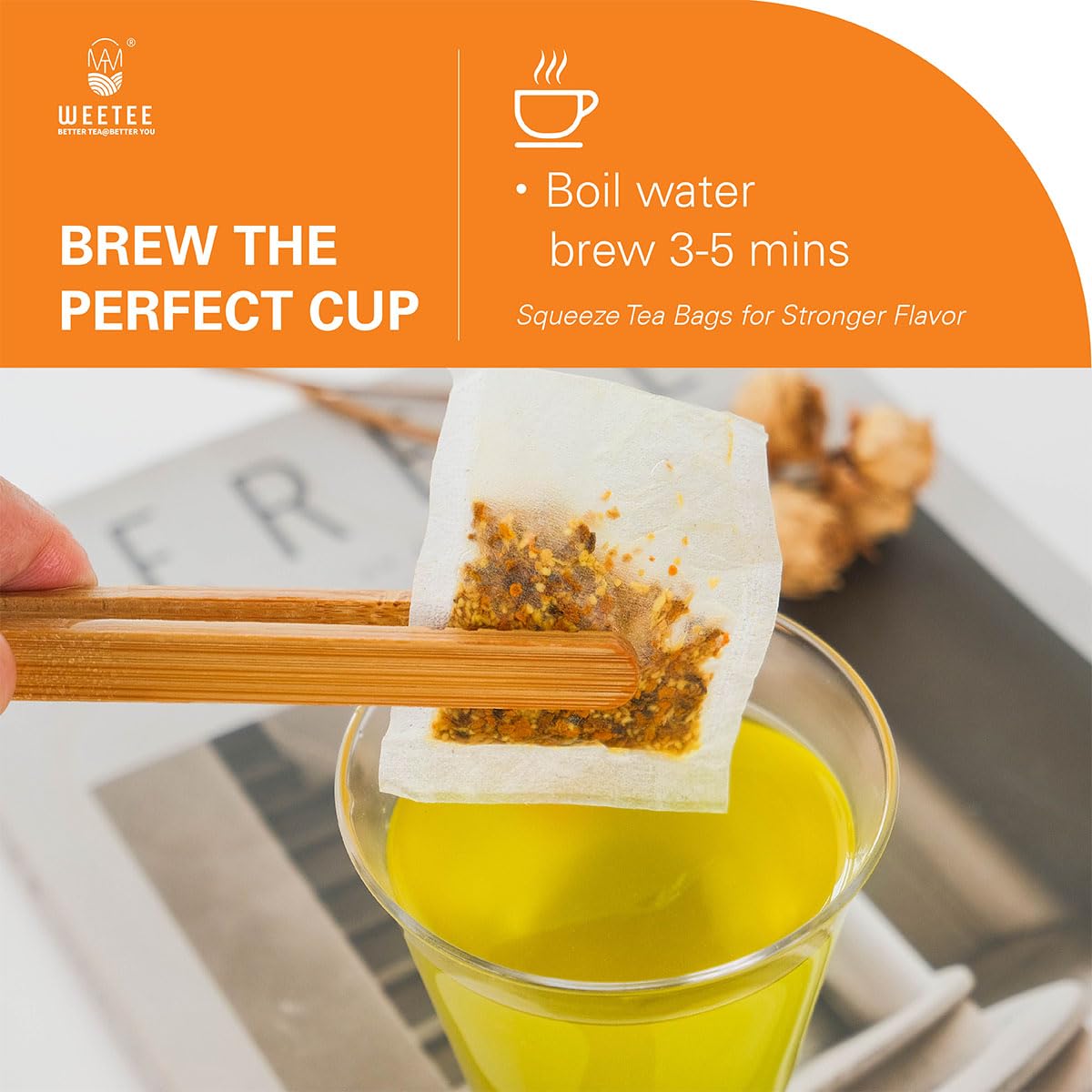 WT WEETEE Turmeric Ginger Tea Bags 100 Count, Rich Antioxidant Warm &amp; Spicy | 100% Pure Turmeric and Ginger Root Herbal Blend Savory &amp; Spicy, Caffeine-free Spice Tea for Golden Milk &amp; Daily Refreshment