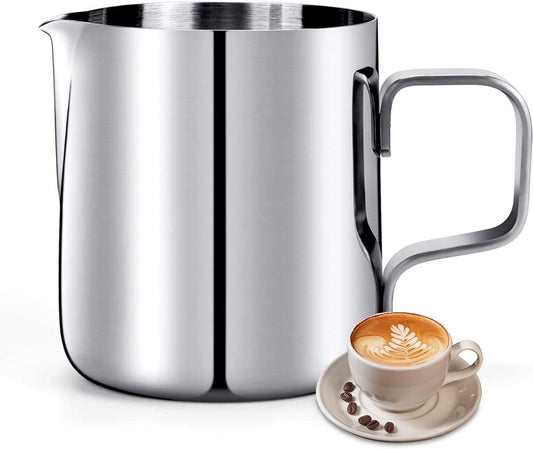 HULISEN Milk Frothing Pitcher, 6.8oz/200ml Stainless Steel Milk Frother Cup, Small Steaming Pitcher for Espresso Machine,