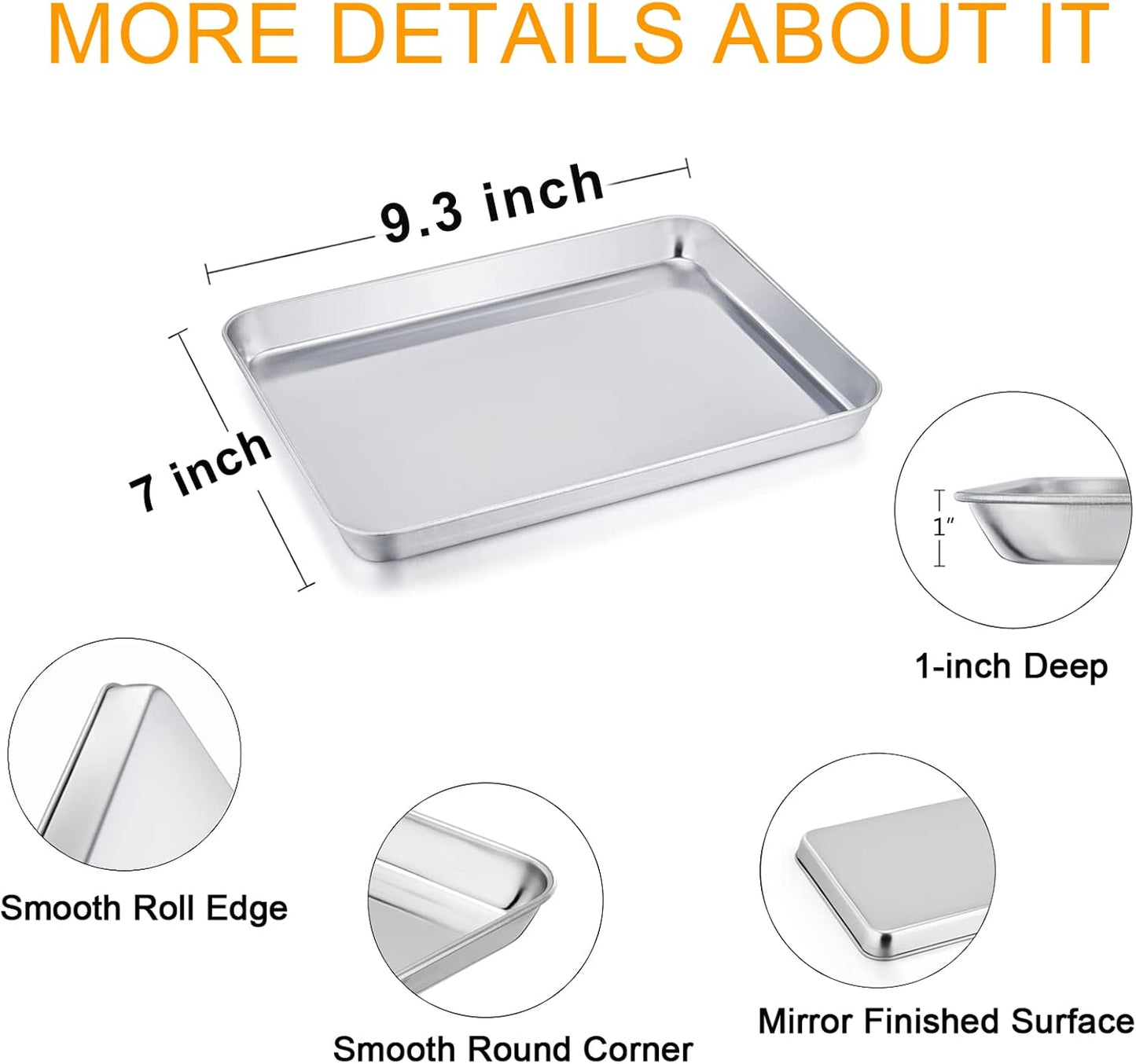 TeamFar Toaster Oven Tray and Rack Set, 9.3" x 7" x 1" Toaster Oven Pan | Stainless Steel Toaster Oven Pan Broiler Pan with Wire Rack for Cooking, Non Toxic &amp; Healthy, Easy Clean &amp; Dishwasher Safe