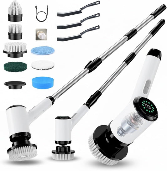 Electric Spin Scrubber for Cleaning-2 Adjustable Speeds,8 Cleaning Brushes,Cordless Cleaning Tools, Shower Scrubber with