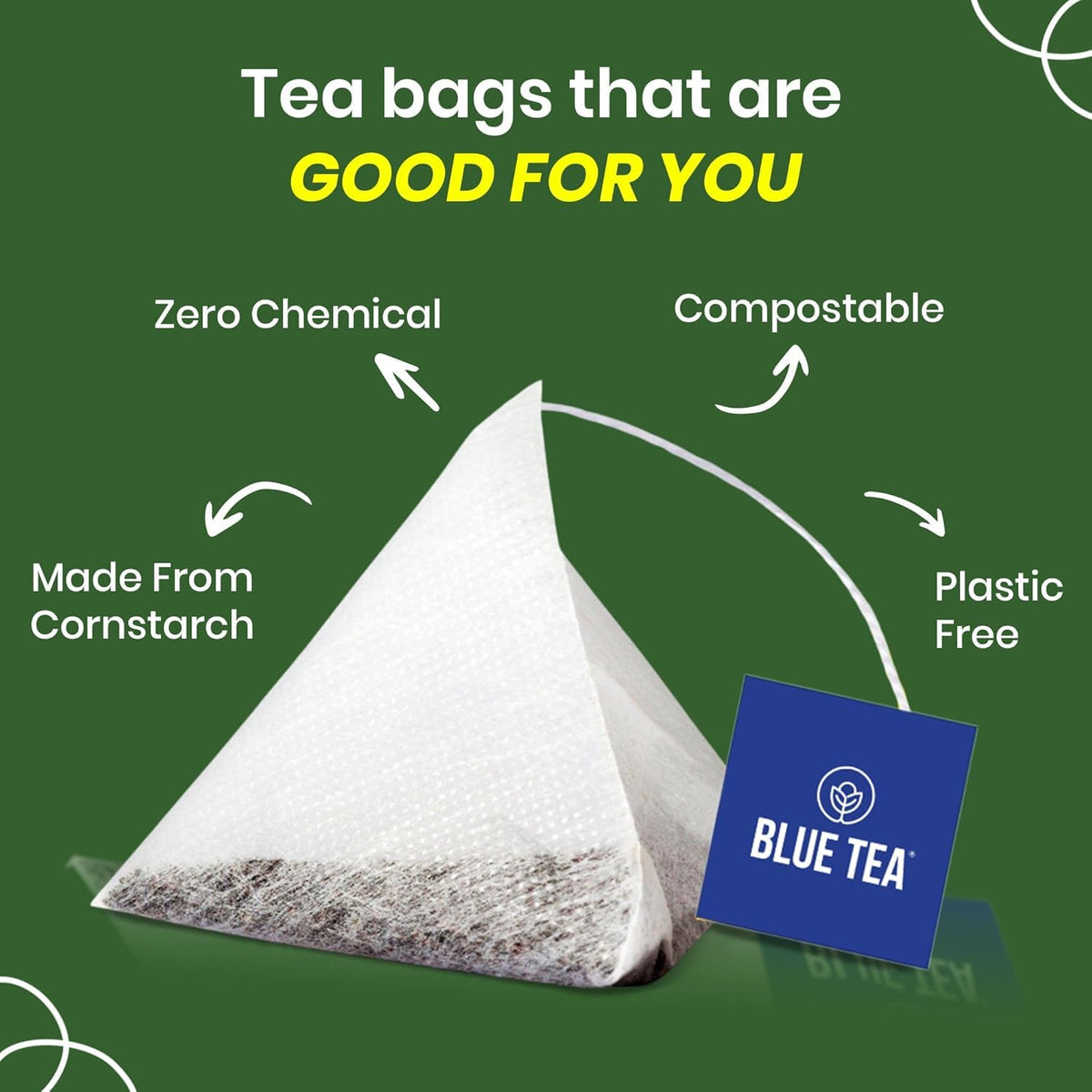 BLUE TEA - Mullein Tea - 50 Count - Pyramid Plant Based Tea Bag | Lungs Detox & for Respiratory Support | Herbal Tea - Caffeine Free - Leaf Based - Non-Bitter | Ziplock Pack