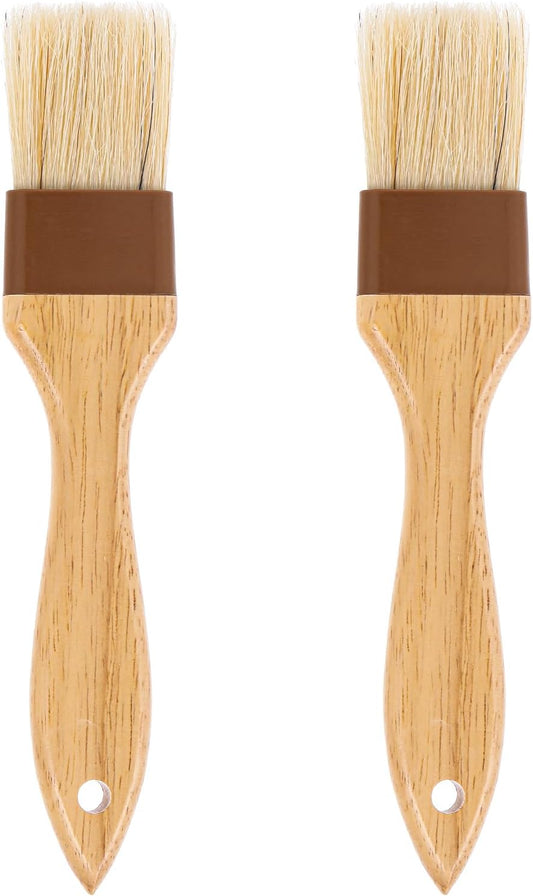 2Pcs Basting Brushes, Pastry Brush for Cooking and Baking, Natural Boar Bristle Food Brushes for Oil and Sauce, Butter & Egg