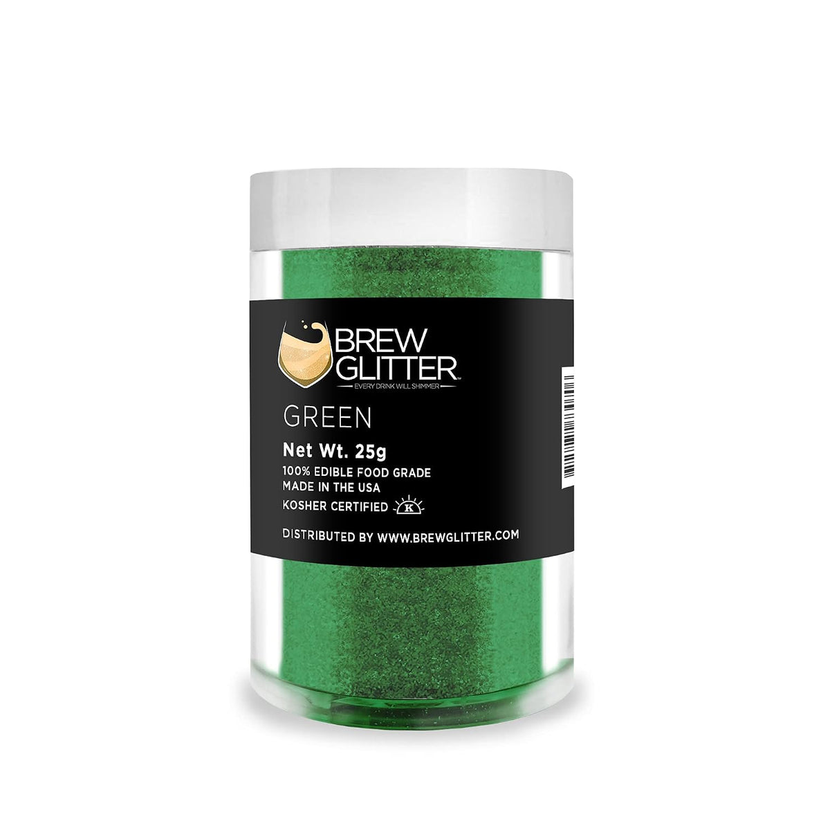 Green BREW GLITTER Edible Glitter For Drinks, Cocktails, Beer, Garnish Glitter &amp; Beverages | KOSHER &amp; HALAL Certified | 100% Edible &amp; Food Grade | Vegan, Gluten, Nut Free (25g, Green)