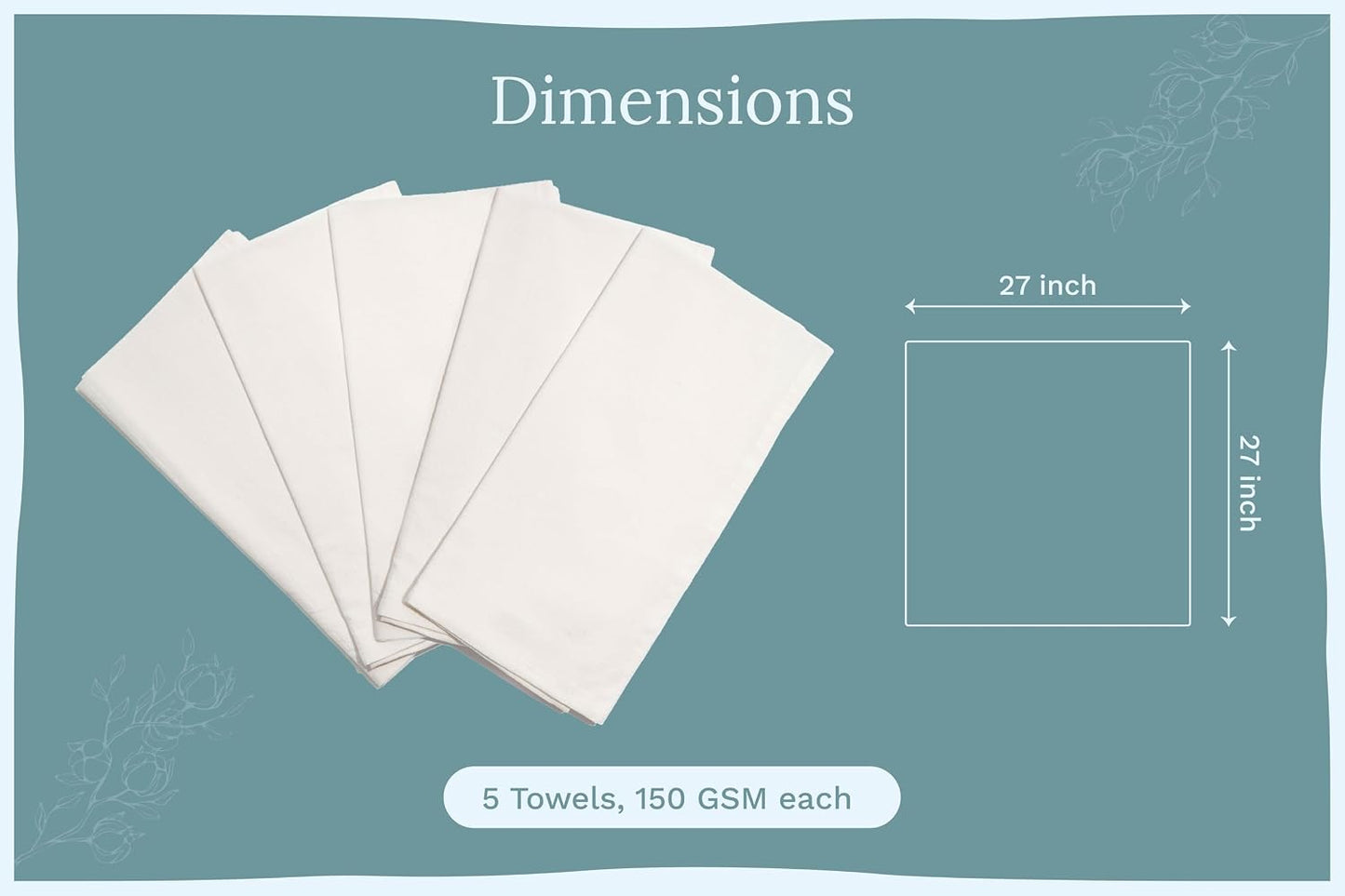 Bread Towels for Proofing Cover - 100% Organic Cotton Bread Cloth for Rising - Breathable Tea Towel for Bread Making - Unbleached Baking Towels - Bread Basket Cloth Napkin - 27"x27" (Natural - 5 Pack)
