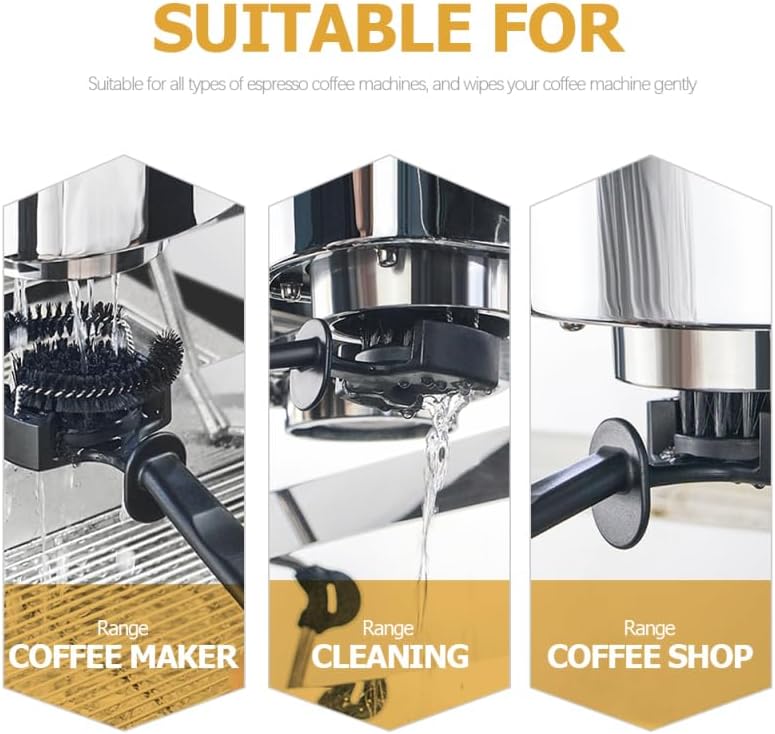 SHERCHPRY Espresso Machine Cleaning Brush with Detachable Bristles and Spoon Coffee Machine Brush Cleaner for Group Head Maintenance Handle Design 10.03 X 2.95 X 0.78 in