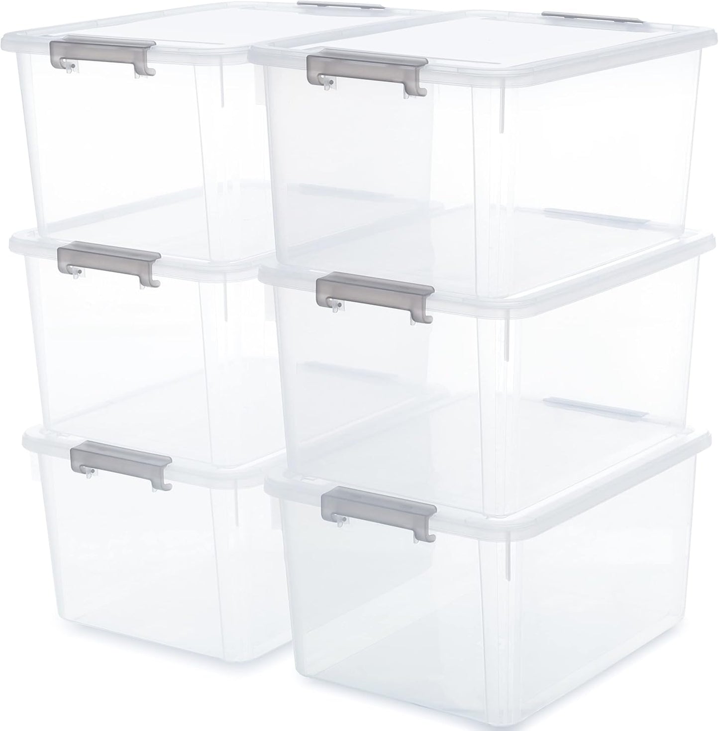 Citylife 6 Packs 32 QT Plastic Storage Bins with Lids Large Stackable Storage Containers for Organiz