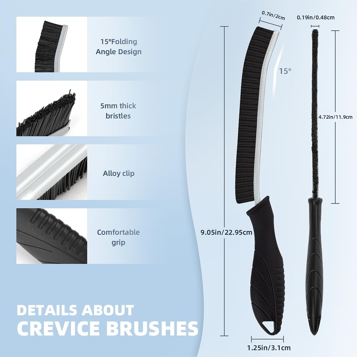 TQRR 3Pcs Hard Bristle Crevice Cleaning Brush-Thin Grout Scrub Brush