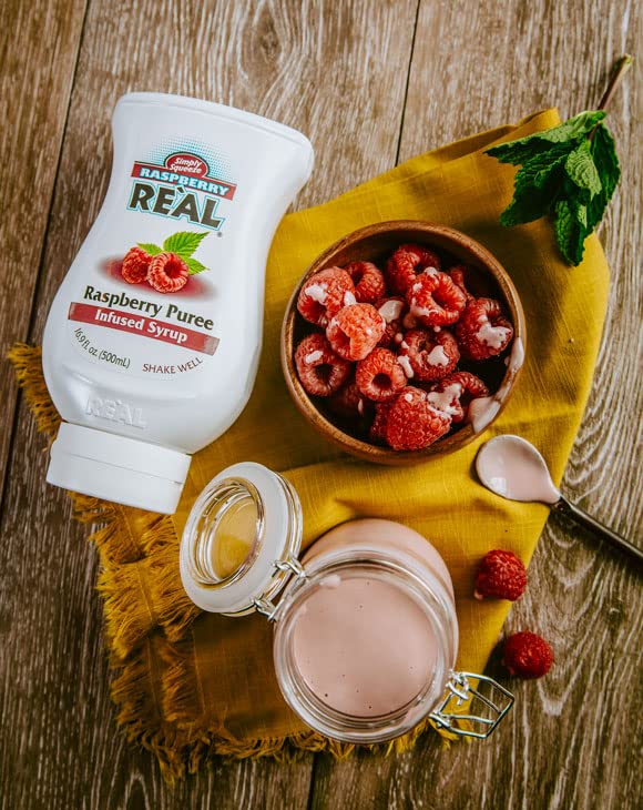 Reàl Infused Exotics Fruit Syrup Variety, 16.9 fl oz, 6 Pack | Strawberry, Raspberry, Peach, Blueberry, Black Cherry, Crisp Apple | Drink &amp; Recipe Use, Drip-Free Spout, Easy Dispensing