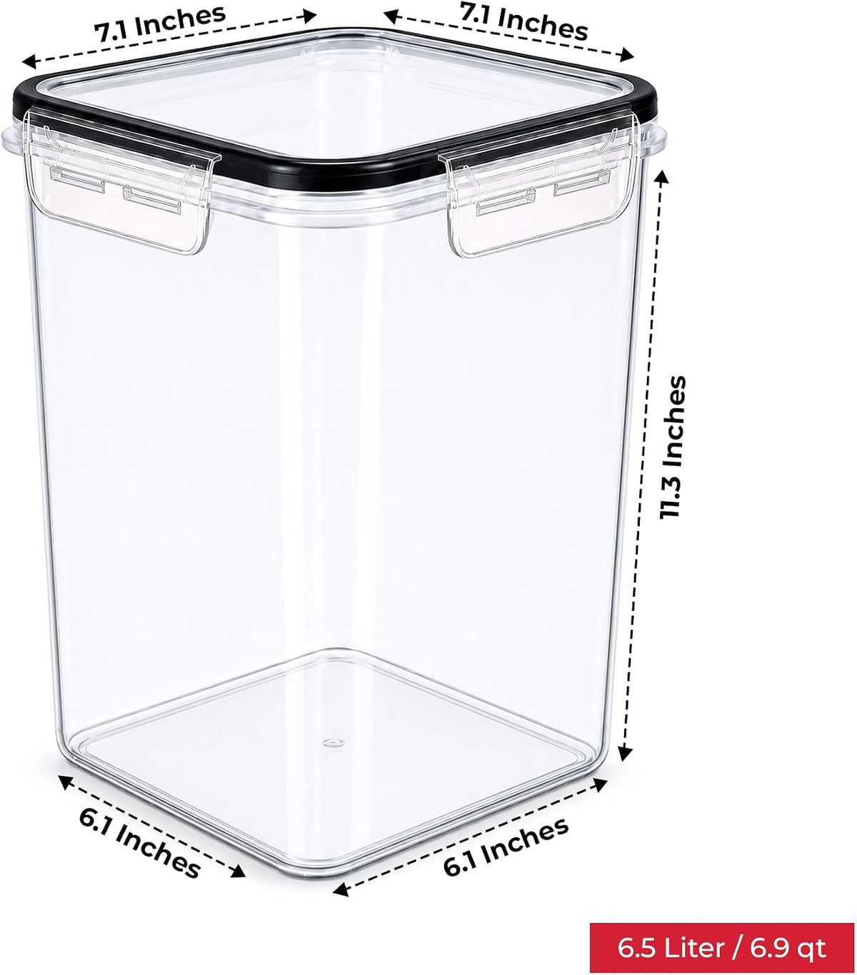 Extra Large Flour and Sugar Storage Containers 6.5L/220 Fl. oz; Set of 2 Plastic Bulk Airtight Food Storage Rice Containers With Lids - Kitchen Pantry Organizer and Storage Canisters, Marker & Labels