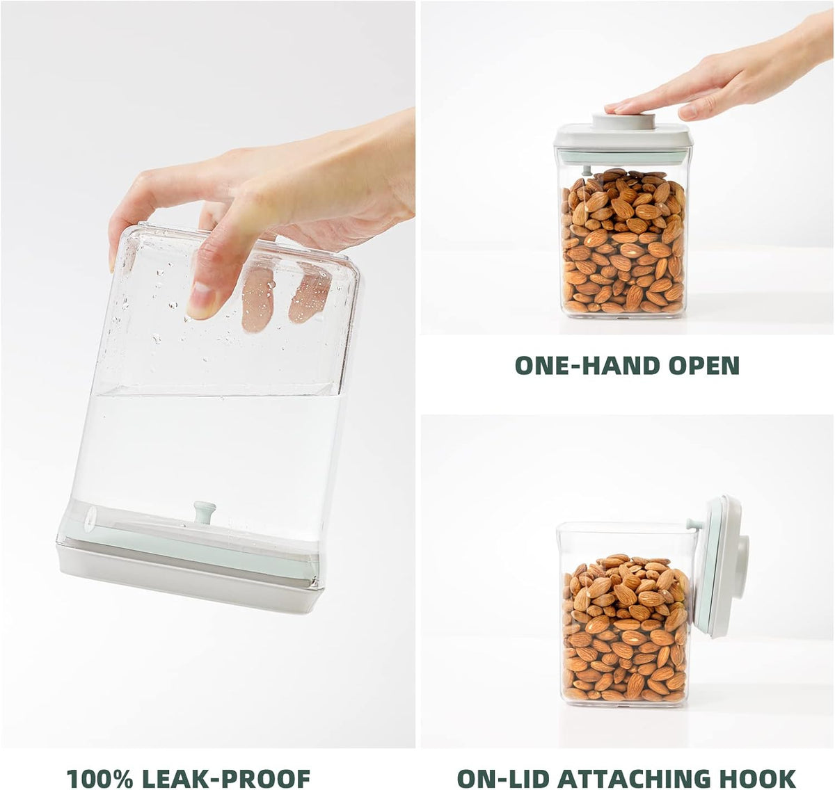 2 Pack Pop-Top Airtight Food Storage Containers, 2.0 Qt &amp; 0.9 Qt