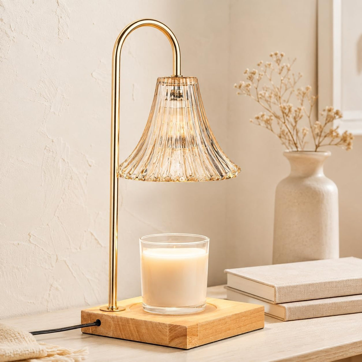 Marycele Candle Warmer Lamp with Timer, Dimmable Flower Wax Melter for Home