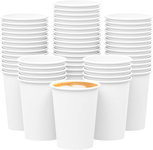 𝟐𝟏𝟎 𝐂𝐨𝐮𝐧𝐭 𝟏𝟐 𝐨𝐳 Disposable White Paper Coffee Cups, To Go Hot Cups for Coffee, Chocolate, Juice, Hot or Cold Beverage