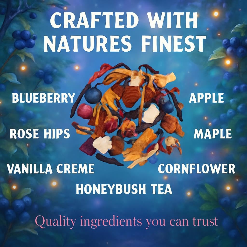 Bellasia Tea Blueberry Pie for Kids Using Real Fruit Pieces - Caffeine Free Herbal Tea Blend with Real Ingredients & Balanced