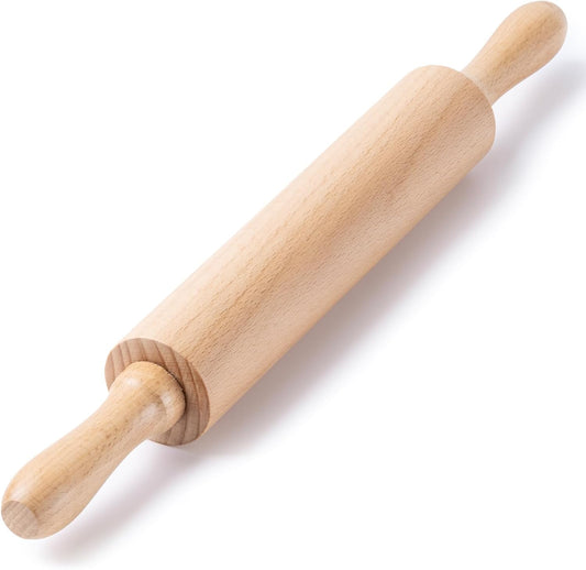 AISOSO Rolling Pins for Baking, 15.75 Inches Wooden Rolling Pin with Handles, Classic Nonstick Dough Roller for Fondant