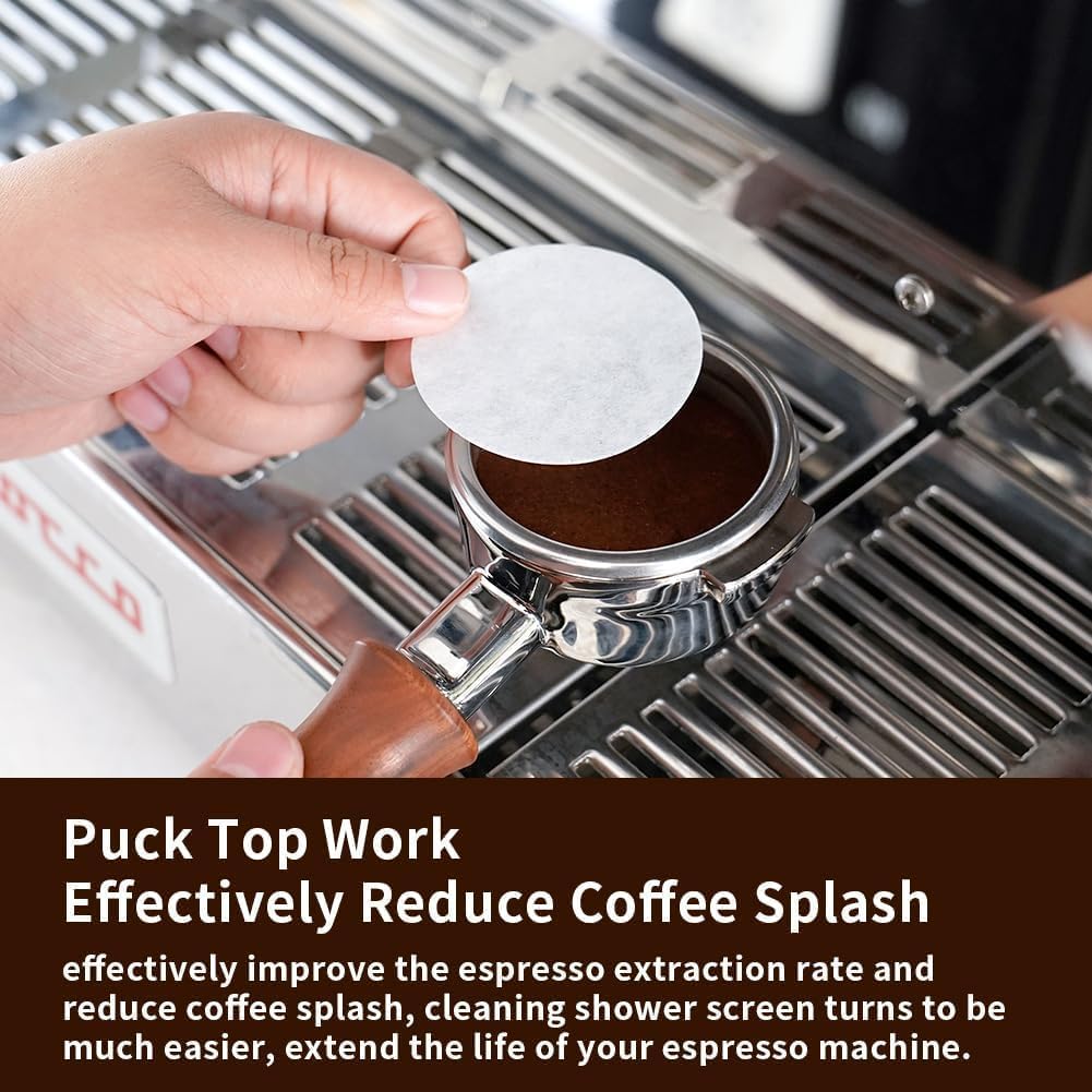 watchget 53mm Espresso Paper Filters Fits 54mm Portafilter Baskets, 100Pcs | Unbleached Espresso Filter Puck Screen Portafilter Paper, Disposable &amp; Mess-Free, Keep Shower Screen Clean